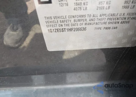 2017 Chevrolet Malibu 1Lt from USA, damaged, VIN 1G1ZE5ST1HF206636